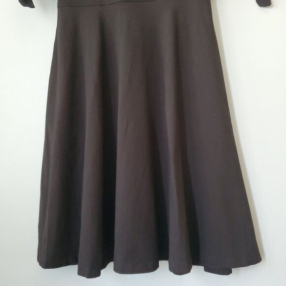 E. Shakti Black Short Sleeve Square Neck Fit and Flare Mini Dress Womens Medium - Picture 4 of 8